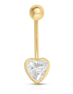 Cercei aur 14 kt piercing inima si cubic zirconia 147701KS-Y, 001, bb-shop.ro