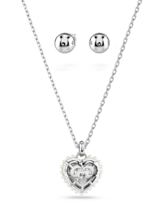 Set bijuterii Swarovski Hyperbola inima si perle 5684383, 001, bb-shop.ro