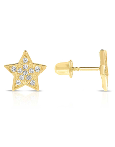 Bijuterii cu protectie, Cercei copii Lilu aur 14 kt steluta si cubic zirconia JE11592Y-p, bb-shop.ro