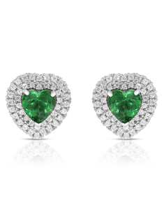 Bijuterii aur 14 kt cubic zirconia, Cercei aur 14 kt stud inima si cubic zirconia verde JE11673W-EM, bb-shop.ro