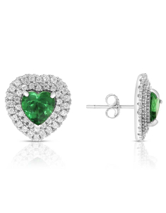 Bijuterii aur 14 kt cubic zirconia, Cercei aur 14 kt stud inima si cubic zirconia verde JE11673W-EM, bb-shop.ro