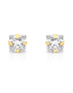 Bijuterii dama aur 14 kt aur, Cercei aur 14 kt stud si cubic zirconia TAPP0017Y-6MM, bb-shop.ro