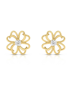 Bijuterii aur 14 kt, Cercei aur 14 kt stud floare si cubic zirconia JE12283Y, bb-shop.ro