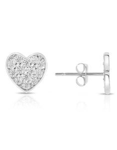 Bijuterii aur 14 kt cubic zirconia, Cercei aur 14 kt stud inima si cubic zirconia JE11701W, bb-shop.ro