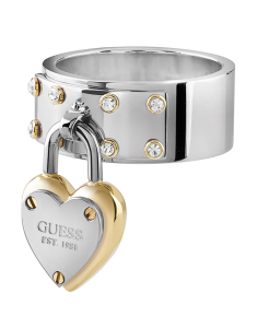Inel Guess All You Need is Love cu inima si cristale JUBR04205JWYGRH-52, 001, bb-shop.ro