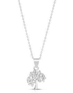 Bijuterii rolo cubic zirconia, Colier argint 925 copacul vietii si cubic zirconia TS1518-CH-W, bb-shop.ro