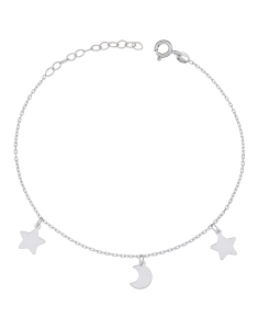 Bijuterii forzatina dama, Bratara aur 14 kt cu semiluna si stele BR11251W, bb-shop.ro