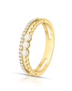 Inel aur 14 kt cu diamante si perle de cultura SR40794-Y, 02, bb-shop.ro
