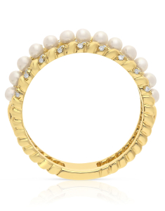 Inel aur 14 kt cu diamante si perle de cultura SR45411-Y, 002, bb-shop.ro
