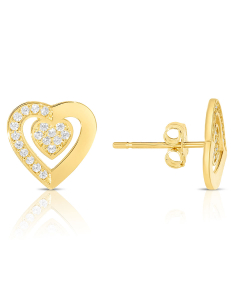 Bijuterii aur 14 kt cubic zirconia, Cercei aur 14 kt stud cu inima JE12085Y, bb-shop.ro