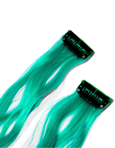 Accesoriu par Claire’s Teal Tinsel Curly Faux Hair Clip In Extensions Set 77138, 001, bb-shop.ro
