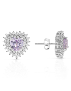 Bijuterii, Cercei argint 925 stud inima si cubic zirconia violet TE0477-EG-LT.LW, bb-shop.ro