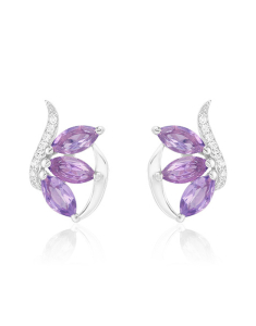 Bijuterii aur 14 kt ametist, Cercei aur 14 kt stud cu diamante si ametiste QE11762AMB, bb-shop.ro