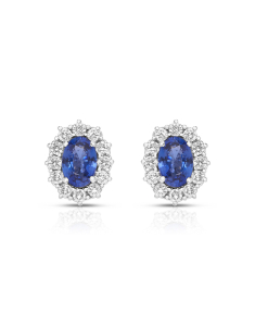 Bijuterii, Cercei Recarlo Anniversary Gems aur 18 kt stud cu diamante si safir E79PN002-ZB035-W, bb-shop.ro