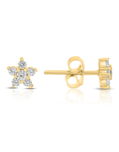 Bijuterii stud cubic zirconia, Cercei aur 14 kt stud floare si cubic zirconia EB0540-01, bb-shop.ro