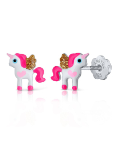 Cercei, Cercei copii La Petra argint stud unicorn cu email 11290R-UWP, bb-shop.ro