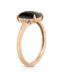 Bijuterii dama, Inel Peroni&Parise Dharma aur 14 kt cu diamante si onix DHA-A04DBON, bb-shop.ro