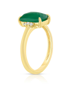 Bijuterii, Inel Peroni&Parise Dharma aur 14 kt cu diamante si agat verde DHA-A04DBAGVE, bb-shop.ro