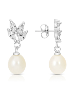 Bijuterii dama argint, Cercei argint 925 cu perle de cultura si cubic zirconia OTC-E037, bb-shop.ro