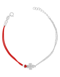 Bratari dama argint, Bratara argint 925 snur cu cubic zirconia si trifoi PSB1345-RH-R-W, bb-shop.ro