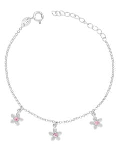 Bijuterii MARIBELLE, Bratara copii Maribelle argint cu floricele PSBK0142-RH-P, bb-shop.ro