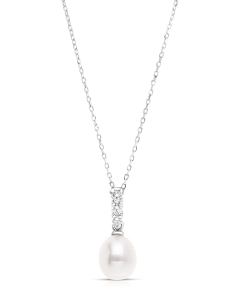 Bijuterii rolo argint, Colier argint 925 cu perla de cultura si cubic zirconia OTC-P055-2, bb-shop.ro