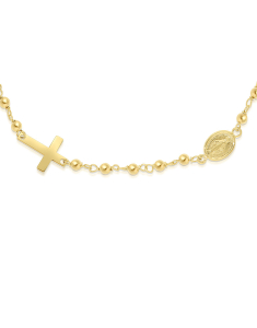 Bijuterii rosario dama, Bratara aur 14 kt cu icoana si cruce FR099-BR-GB-Y-1, bb-shop.ro