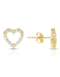 Bijuterii aur 14 kt cubic zirconia, Cercei aur 14 kt stud inima si cubic zirconia S1-JE31620Y, bb-shop.ro