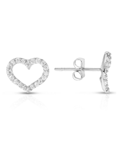 Bijuterii aur 14 kt cubic zirconia, Cercei aur 14 kt stud inima si cubic zirconia S2-JE34341W, bb-shop.ro