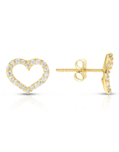 Bijuterii aur 14 kt cubic zirconia, Cercei aur 14 kt stud inima si cubic zirconia S2-JE34341Y, bb-shop.ro