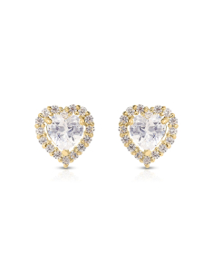 Bijuterii aur 14 kt cubic zirconia, Cercei aur 14 kt stud inima si cubic zirconia S3-JE90157Y, bb-shop.ro