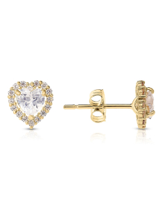 Bijuterii aur 14 kt cubic zirconia, Cercei aur 14 kt stud inima si cubic zirconia S3-JE90157Y, bb-shop.ro