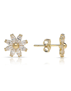 Bijuterii aur 14 kt, Cercei aur 14 kt stud floare si cubic zirconia S13-JE39060Y, bb-shop.ro