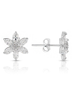 Bijuterii aur 14 kt, Cercei aur 14 kt stud floare si cubic zirconia S15-JE94921W, bb-shop.ro