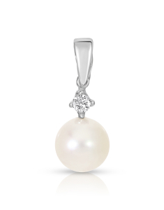 Bijuterii aur 14 kt, Pandantiv aur 14 kt cu perla de cultura si cubic zirconia P9031W, bb-shop.ro