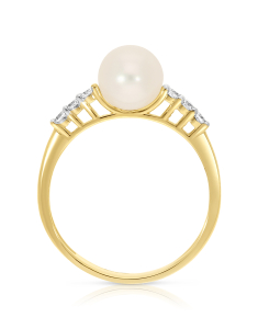 Bijuterii aur 14 kt, Inel aur 14 kt cu perla de cultura si cubic zirconia A5048Y, bb-shop.ro