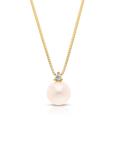 Bijuterii box, Colier aur 14 kt cu perla de cultura si cubic zirconia C5085Y, bb-shop.ro