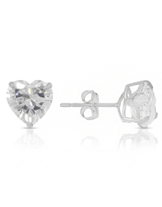 Bijuterii aur 14 kt cubic zirconia, Cercei aur 14 kt stud inima si cubic zirconia S45-JE30348W, bb-shop.ro