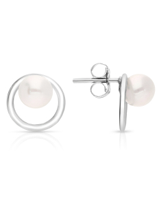 Bijuterii, Cercei aur 14 kt stud cu perla de cultura si cubic zirconia JE96953W-PW, bb-shop.ro