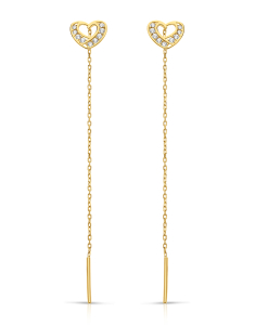 Cercei, Cercei aur 14 kt fir cu inima si cubic zirconia JE22294Y, bb-shop.ro
