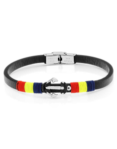 Bijuterii FREE SPIRIT, Bratara Free Spirit din piele cu tricolor si ancora BR6591, bb-shop.ro