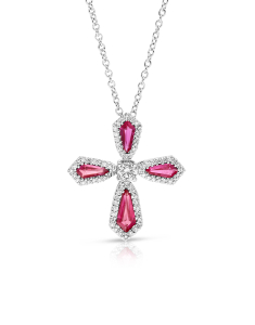 Bijuterii de lux dama VALENTINA CALLEGHER, Colier Valentina Callegher Crosses 18 kt cu diamante si rubine 12301-SRB-W, bb-shop.ro