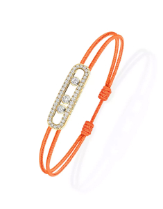 Bijuterii de lux dama MESSIKA, Bratara Messika Cares aur 18 kt cu snur textil si diamante 14656Y, bb-shop.ro