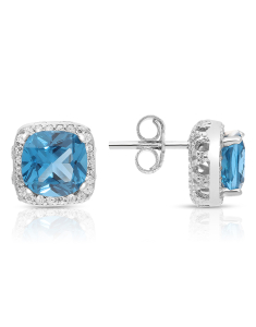 Bijuterii argint, Cercei argint 925 stud si cubic zirconia albastru E614590-EG-AW, bb-shop.ro