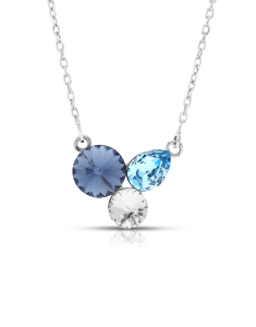 Bijuterii cristal, Colier argint 925 si cristale albastre 33964AG-RH-MAC, bb-shop.ro