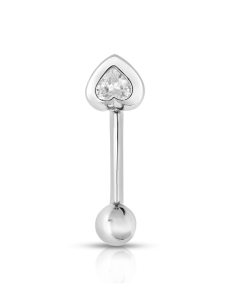 Bijuterii na aur, Piercing aur 14  kt inima cu cubic zirconia BJ014W, bb-shop.ro