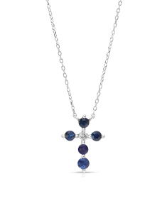Bijuterii dama VIDA, Colier Vida cu diamante safire si cruce DI44651N-BS8WP, bb-shop.ro
