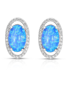 Bijuterii lungi dama argint opal, Cercei argint 925 stud cu opal si cubic zirconia ES14232A1-RH-BLW, bb-shop.ro