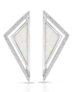 Cercei lungi argint, Cercei argint 925 stud cu opal si cubic zirconia ES7764A1-RH-W, bb-shop.ro