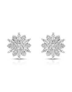 Bijuterii argint, Cercei argint 925 stud floare cu cubic zirconia GS9373-EG-W-12mm, bb-shop.ro